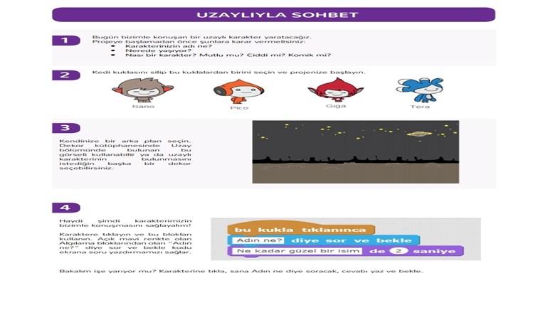 6.2.13.B1 – Uzaylıyla Sohbet Programlama Adımları