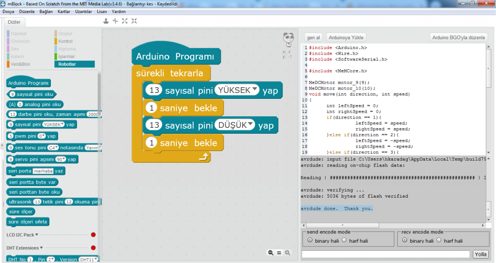 Mblock Ile Arduino Blink Uygulaması Blogkod 0027