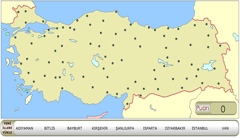Haritada İlleri Bulalım Oyunu