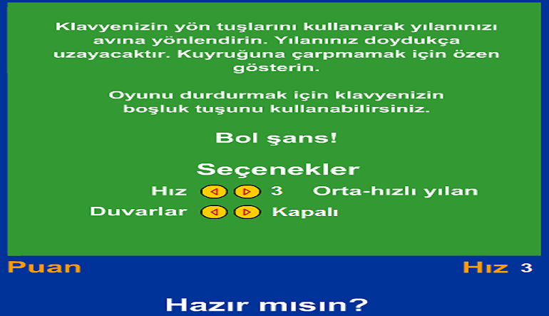 Yılan (Snake) Oyunu