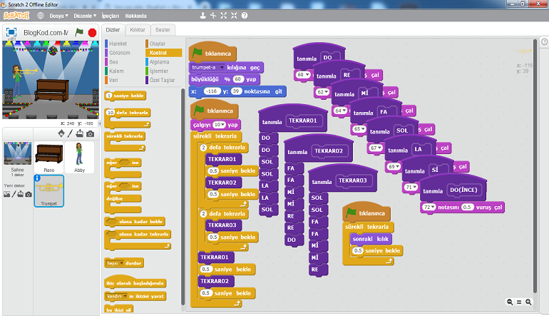 Scratch – Müzik Notaları ve Enstrümanlar Uygulaması